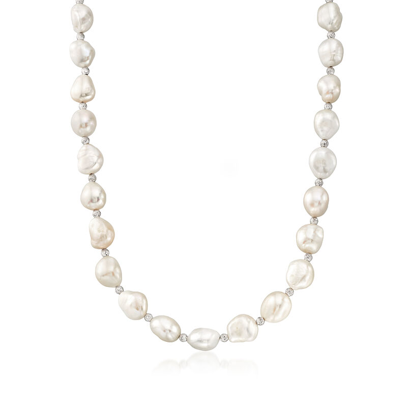11-12mm Cultured Baroque Pearl and Sterling Silver Jewelry Set: Earrings, Bracelet and Necklace image number 4