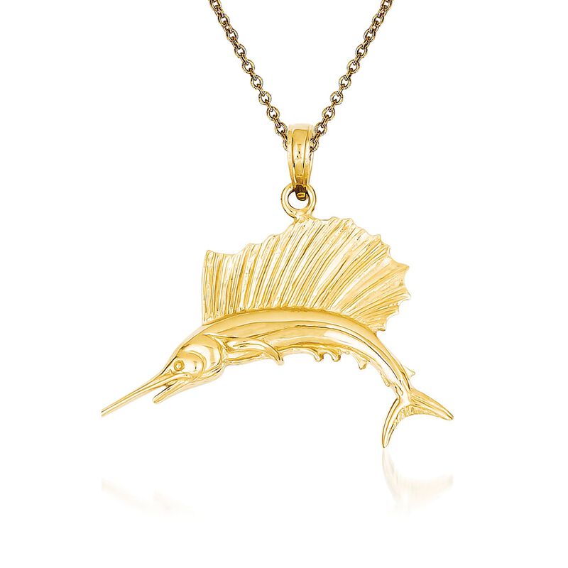 14kt Yellow Gold Sailfish Pendant Necklace image number 0