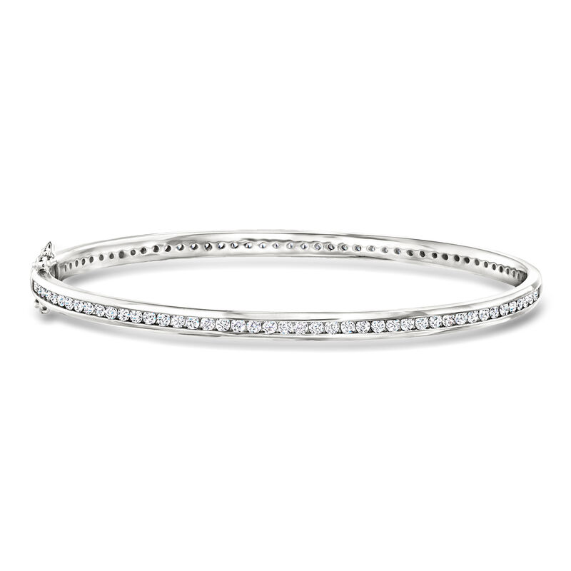 1.70 ct. t.w. CZ Eternity Bangle Bracelet in Sterling Silver image number 0
