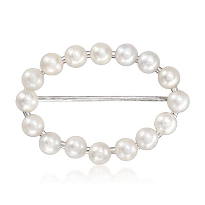 C. 1960 Vintage 3.5mm Cultured Pearl Pin in 10kt White Gold