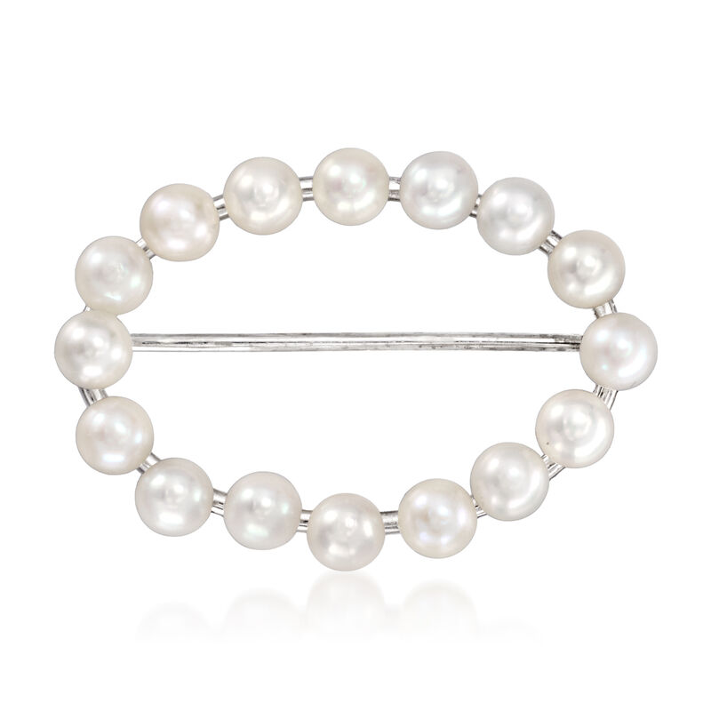 C. 1960 Vintage 3.5mm Cultured Pearl Pin in 10kt White Gold image number 0