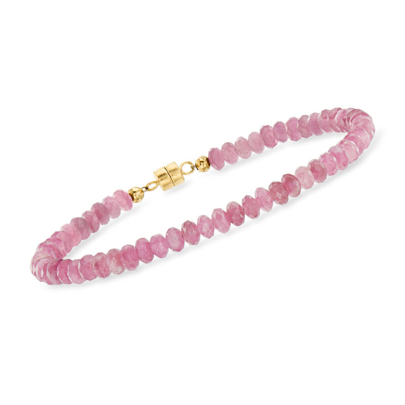 20.00 ct. t.w. Pink Tourmaline Bead Bracelet with 14kt Yellow Gold Magnetic Clasp image number 0