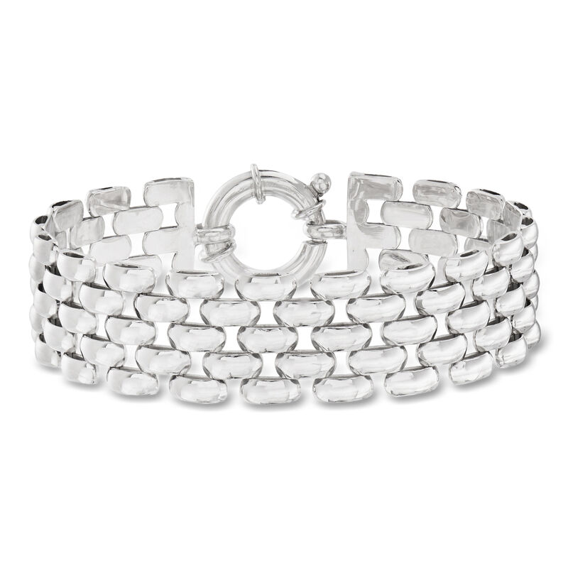 Italian Sterling Silver Panther-Link Bracelet image number 0
