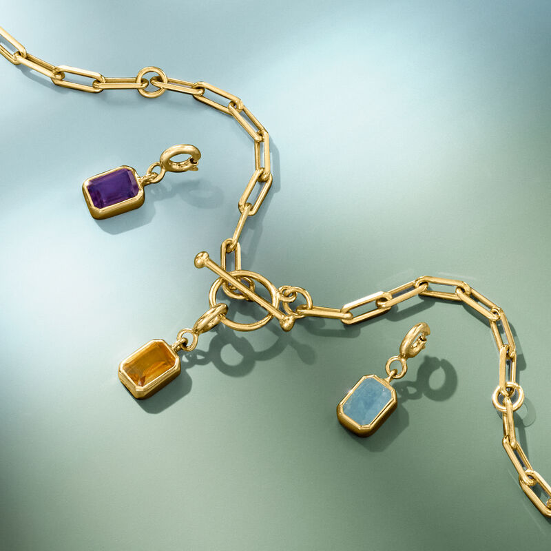 Emerald-Cut Birthstone Charm in 18kt Gold Over Sterling image number 5