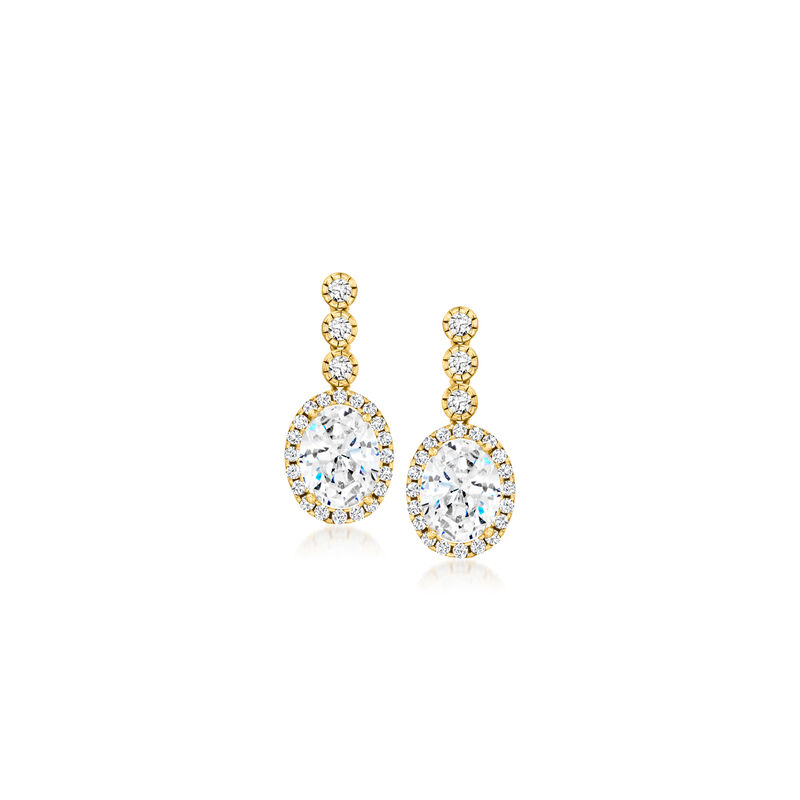 5.90 ct. t.w. CZ Drop Earrings in 18kt Gold Over Sterling  image number 0