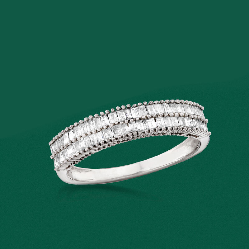 .50 ct. t.w. Baguette Diamond Double-Row Ring in Sterling Silver image number 3