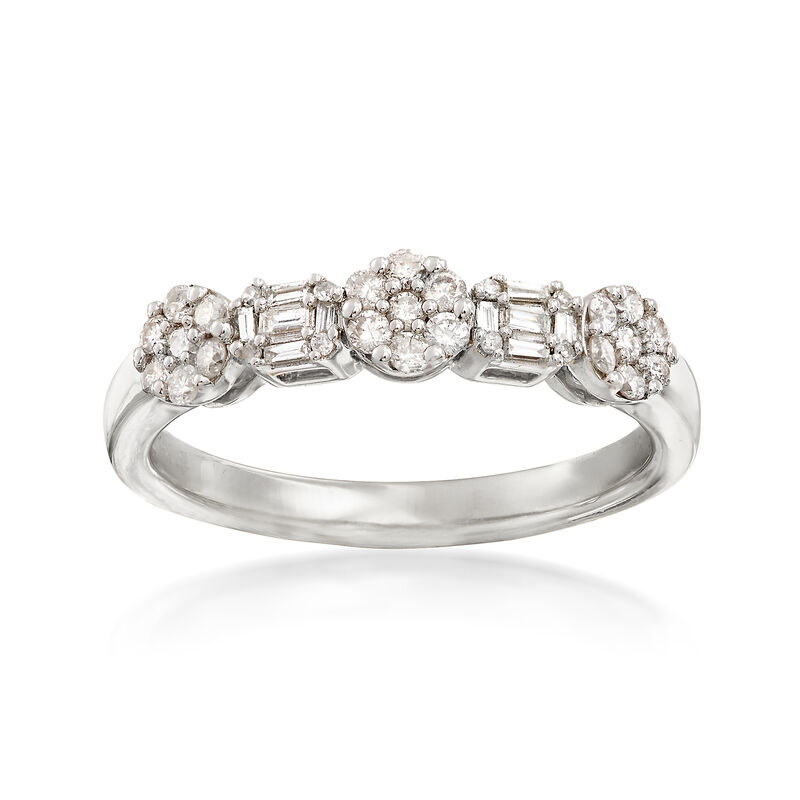 .35 ct. t.w. Round and Baguette Diamond Ring in 14kt White Gold image number 0