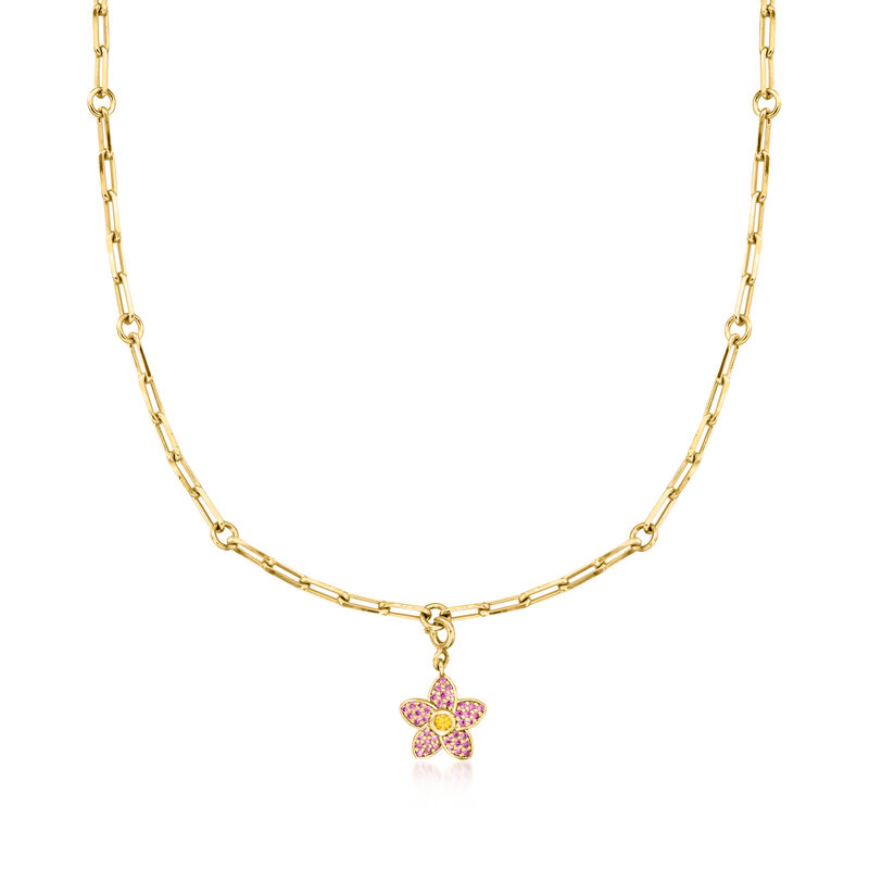 1.30 ct. t.w. Multi-Gemstone Charm Necklace in 18kt Gold Over Sterling. 18&quot; image number 3