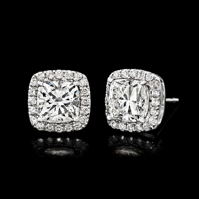 2.40 ct. t.w. Lab-Grown Diamond Cushion-Shaped Earrings in 14kt White Gold  image number 1