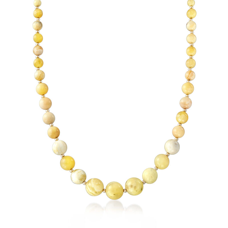 Yellow Opal Graduated Bead Necklace in 14kt Yellow Gold. 18&quot; image number 1