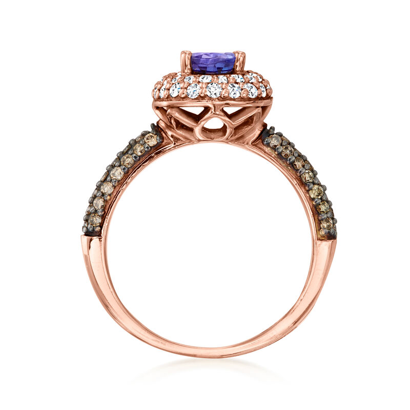 Le Vian .60 Carat Blueberry Tanzanite Ring with 1.06 ct. t.w. Chocolate and Vanilla Diamonds in 14kt Honey Gold. Size 7 image number 3