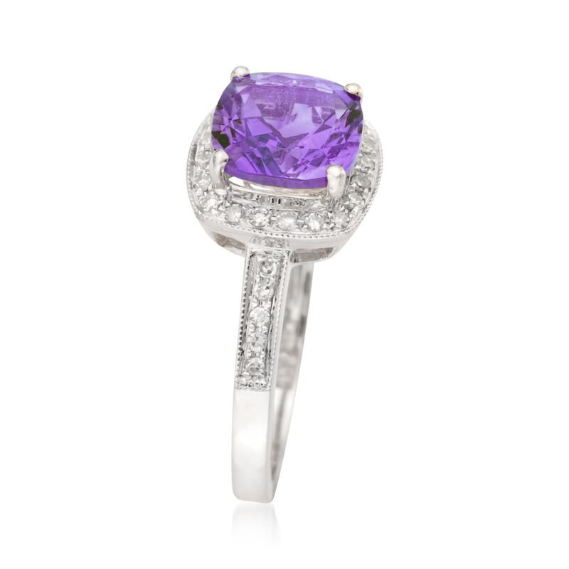 2.05 Carat Amethyst and .10 ct. t.w. Diamond Ring in 14kt White Gold image number 2