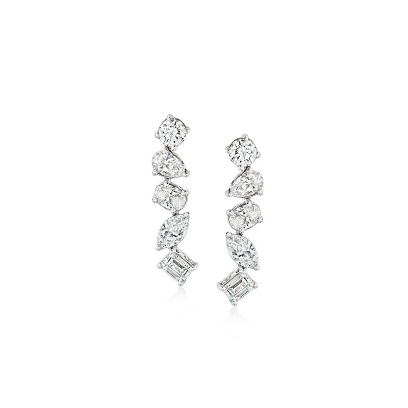 1.00 ct. t.w. Multi-Shaped Lab-Grown Diamond Linear Drop Earrings in 14kt White Gold  image number 0