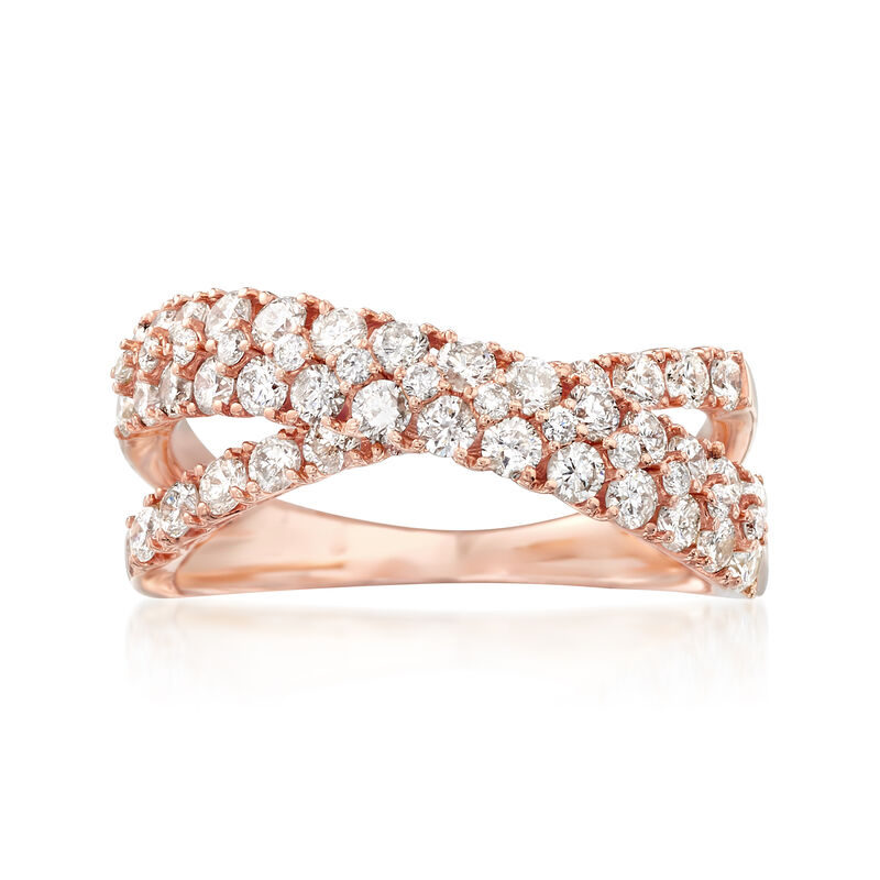 1.25 ct. t.w. Diamond Double Crisscross Ring in 14kt Rose Gold image number 0