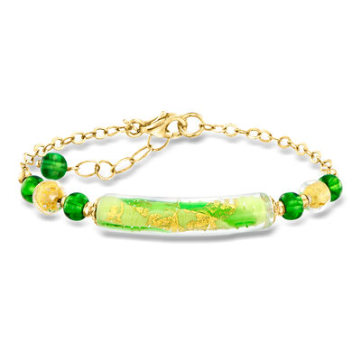 Italian Multicolored Murano Glass Bead Bracelet in 18kt Gold Over Sterling