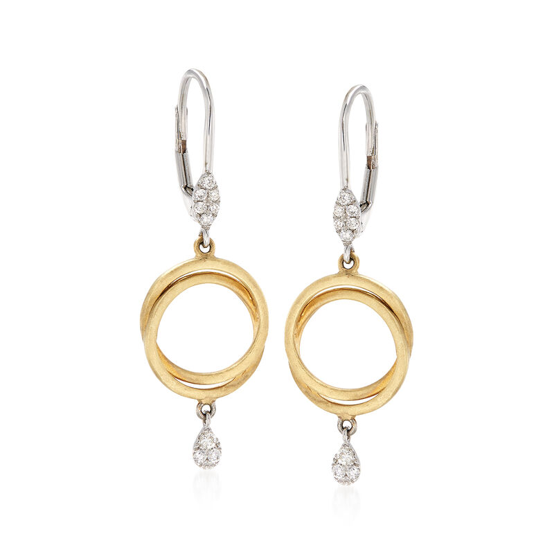 .15 ct. t.w. Pave Diamond Double Circle Drop Earrings in 14kt Two-Tone Gold image number 0