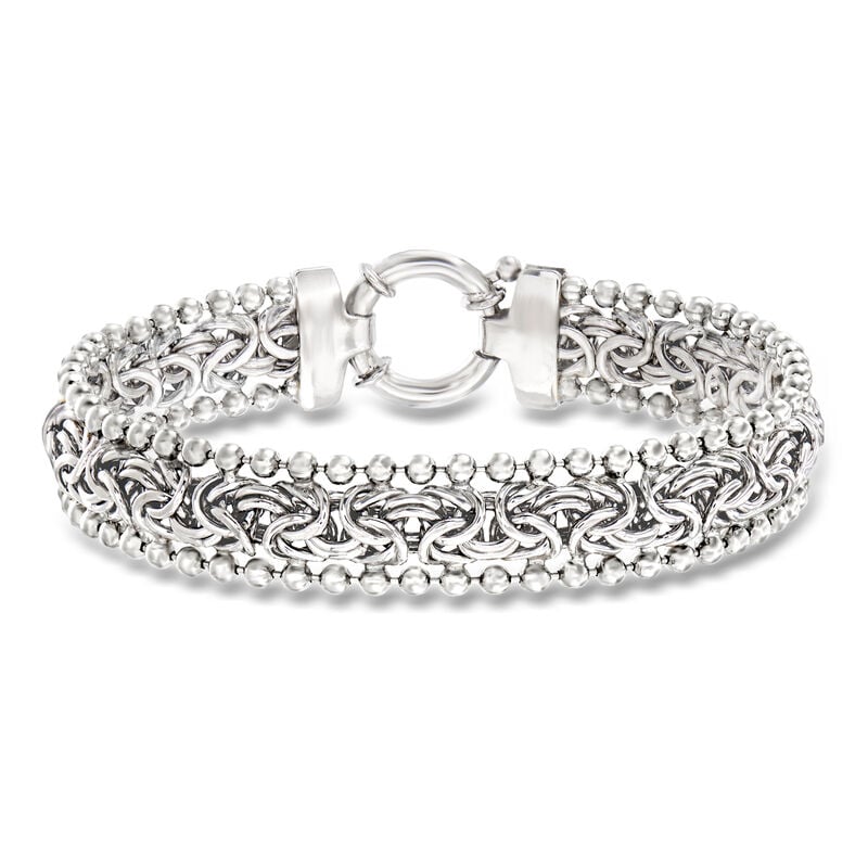 Sterling Silver Byzantine Beaded-Edge Bracelet image number 0