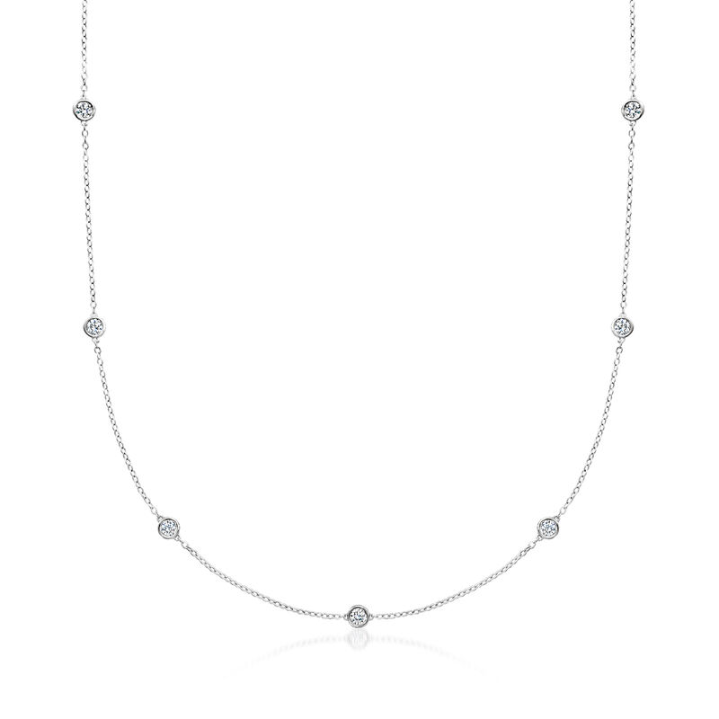 1.00 ct. t.w. Bezel-Set Lab-Grown Diamond Station Necklace in Sterling Silver image number 0
