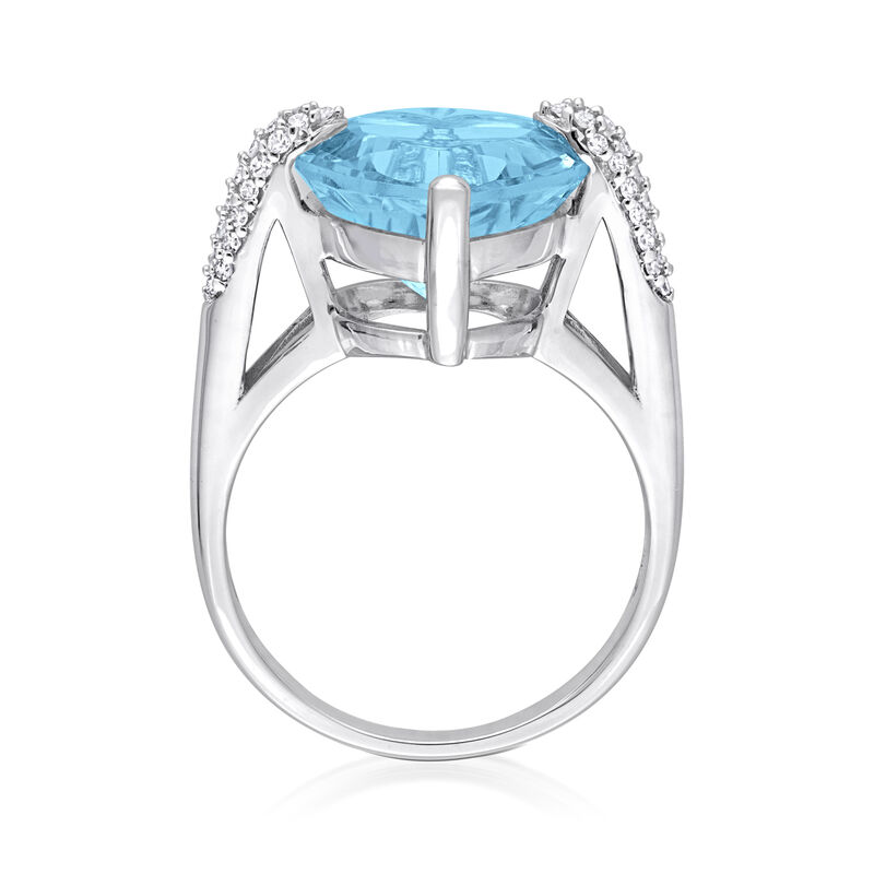 7.00 Carat Sky Blue Topaz Heart Ring with .22 ct. t.w. Diamonds in 14kt White Gold image number 2