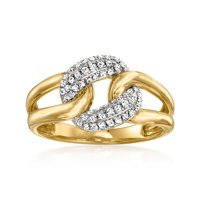 .20 ct. t.w. Pave Diamond Curb-Link Ring in 18kt Yellow Gold image number 0