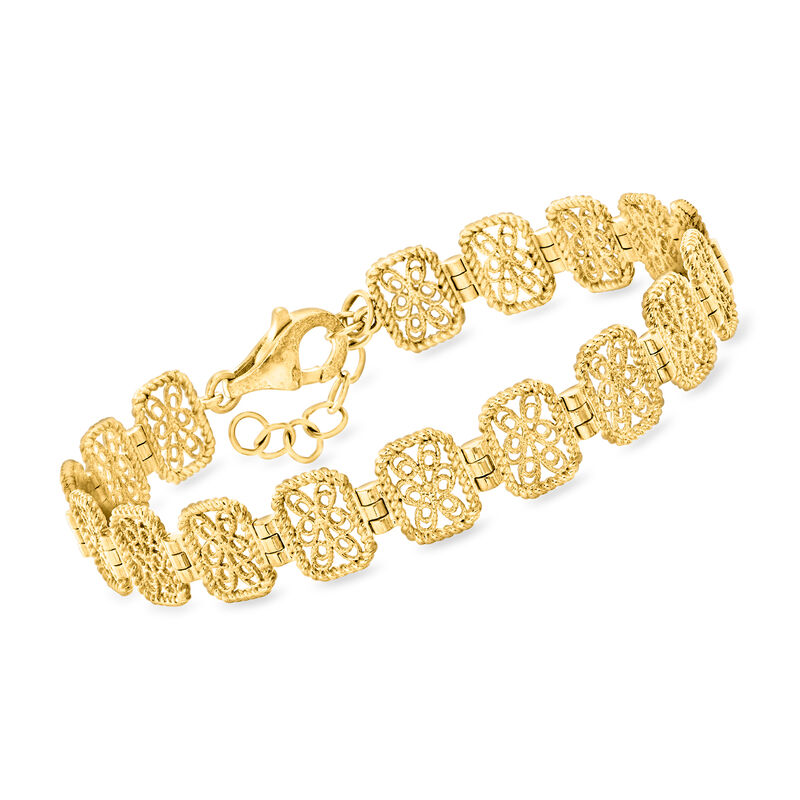 18kt Gold Over Sterling Filigree Bracelet. 7" image number 0