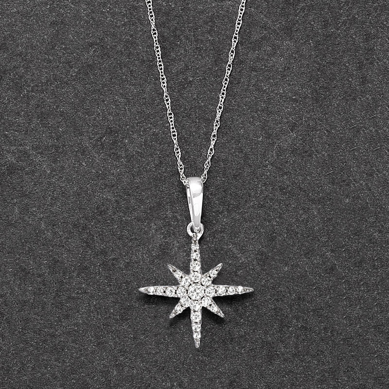 .25 ct. t.w. Diamond Star Pendant Necklace in 14kt White Gold image number 2
