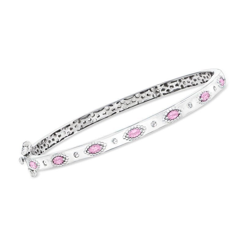 .50 ct. t.w. Pink Topaz Bangle Bracelet with Diamond Accents in Sterling Silver image number 0