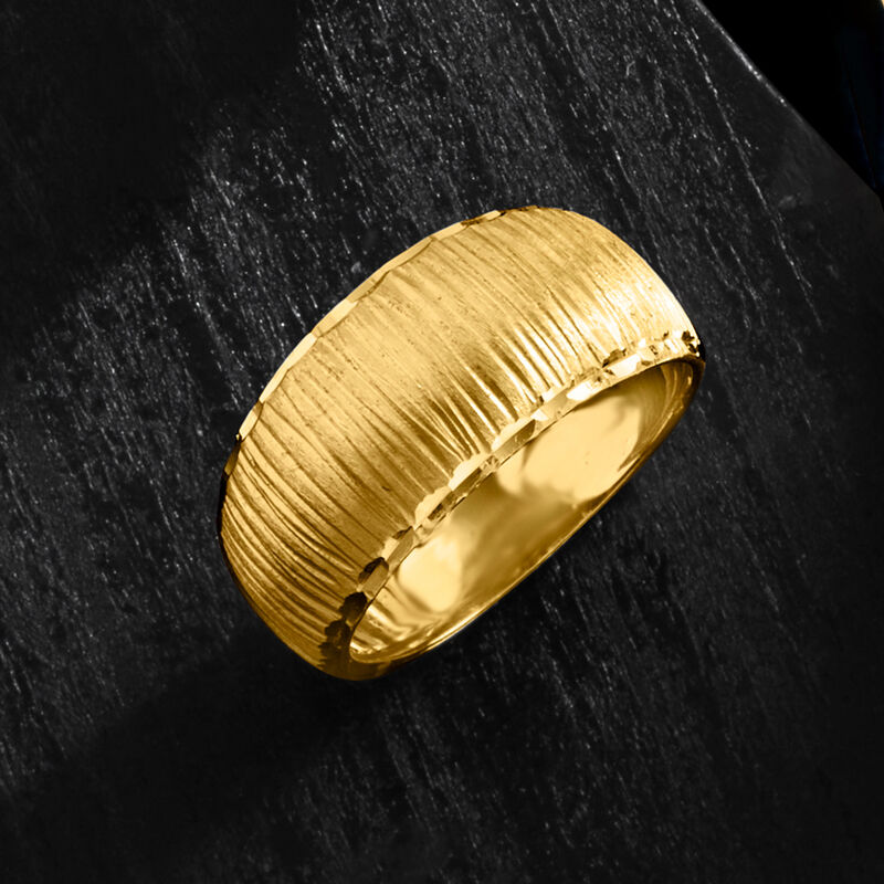 Italian 14kt Yellow Gold Textured and Polished Ring image number 3