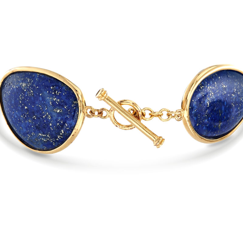 Free-Form Blue Lapis Link Bracelet in 14kt Gold Over Sterling image number 2