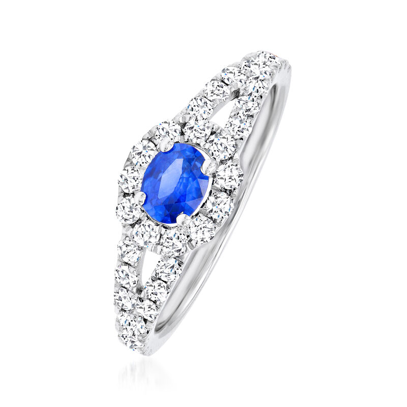.50 Carat Sapphire and .58 ct. t.w. Diamond Ring in 14kt White Gold. Size 7 image number 1