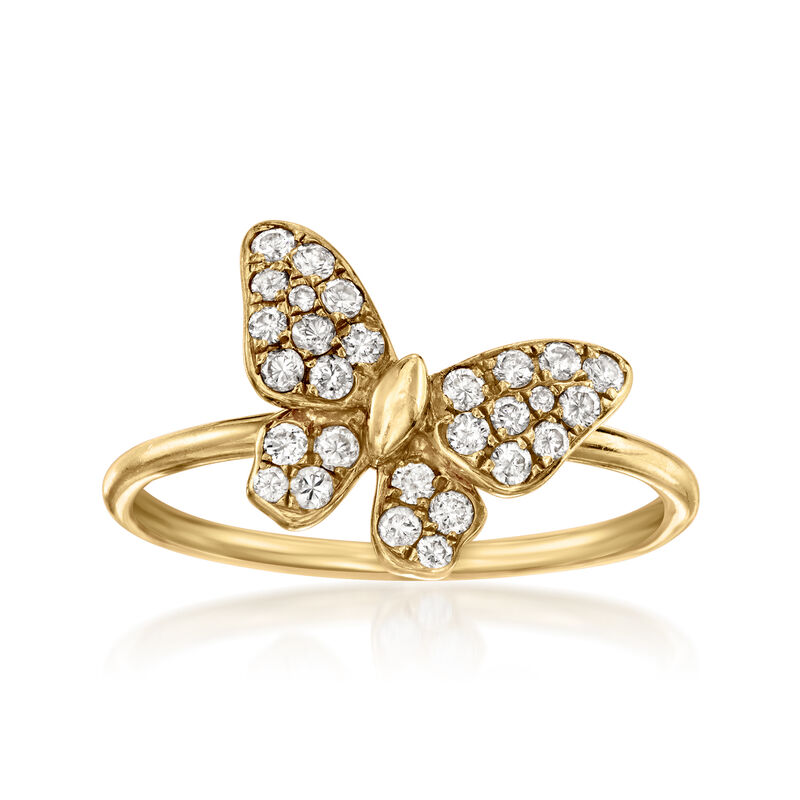 C. 1990 Vintage 1.20 ct. t.w. Diamond Jewelry Set: Three Butterfly Rings in 18kt Tri-Colored Gold. Size 6 image number 2