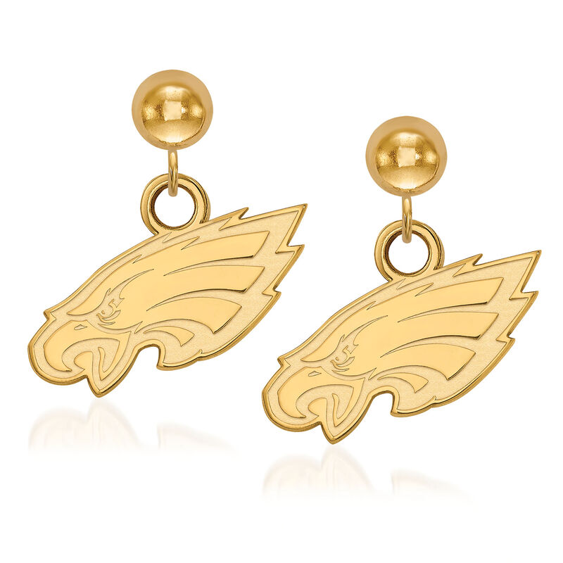 14kt Yellow Gold NFL Philadelphia Eagles Dangle Ball Stud Earrings image number 0