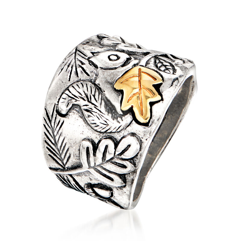 Sterling Silver Squirrel Ring with 14kt Yellow Gold image number 2
