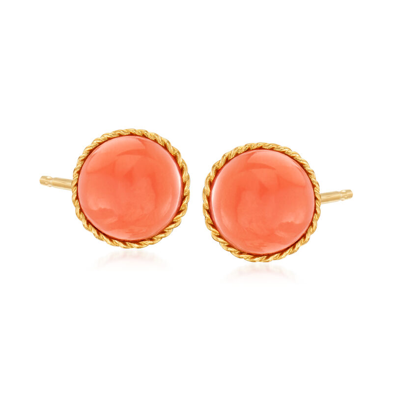 Coral Stud Earrings in 14kt Yellow Gold image number 0