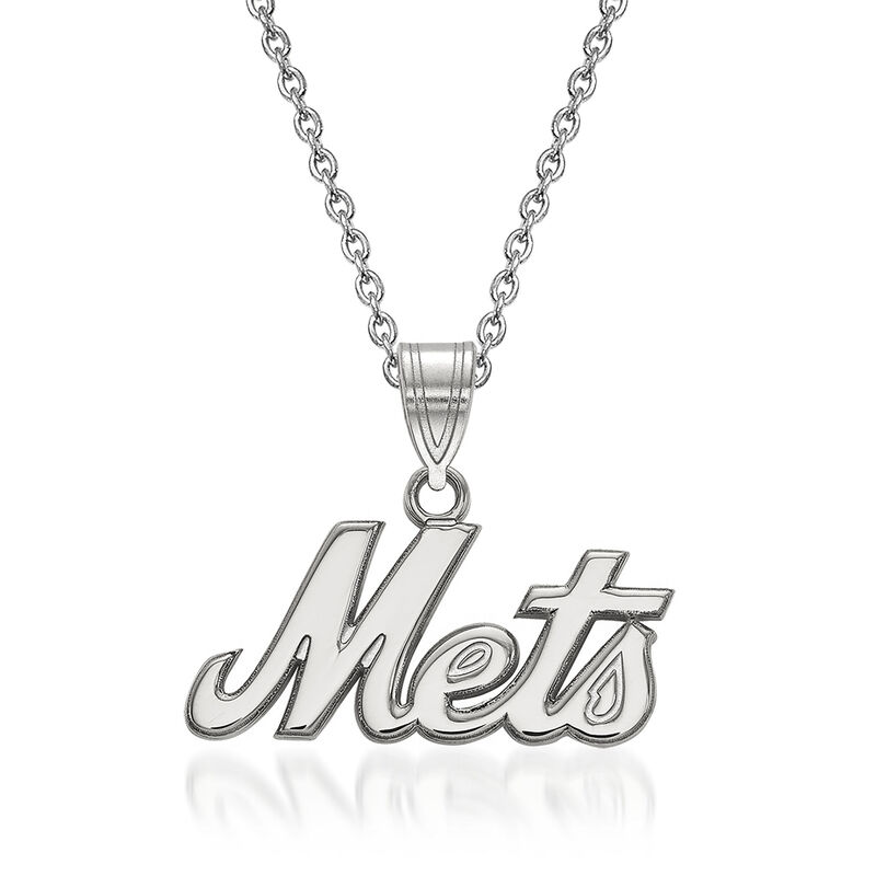 Sterling Silver MLB New York Mets Pendant Necklace. 18&quot; image number 0