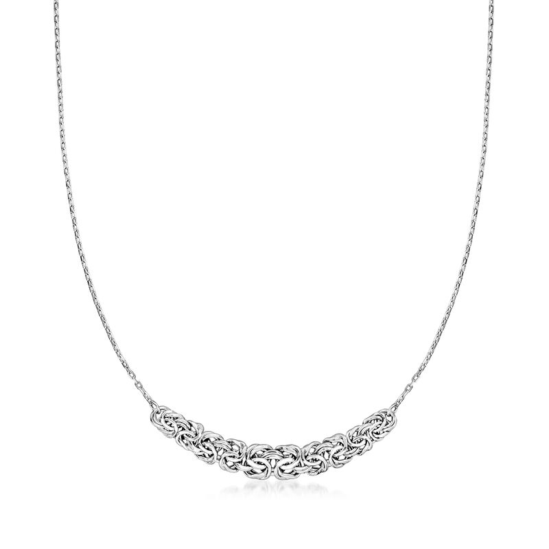 Sterling Silver Byzantine Center Necklace. 18&quot; image number 1