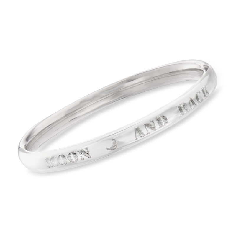 Child's &quot;I Love You to the Moon and Back&quot; Bangle Bracelet in Sterling Silver image number 1
