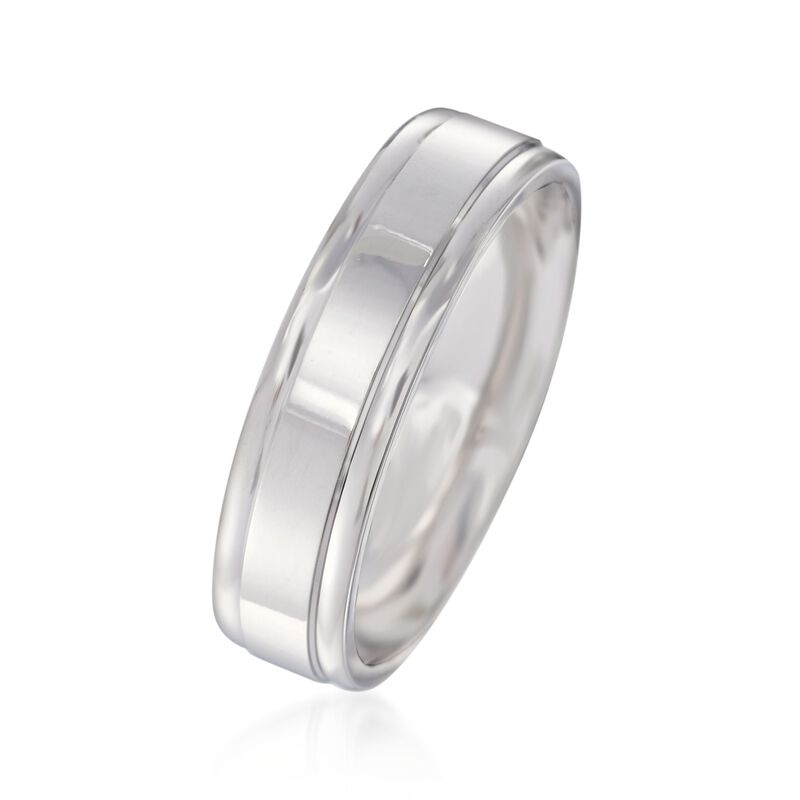 Men's 6mm 14kt White Gold Wedding Ring image number 1