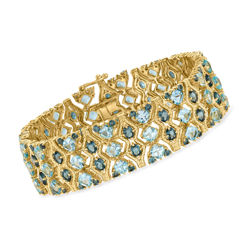 29.75 ct. t.w. London and Sky Blue Topaz Bracelet in 18kt Gold Over Sterling. 7" image number 0