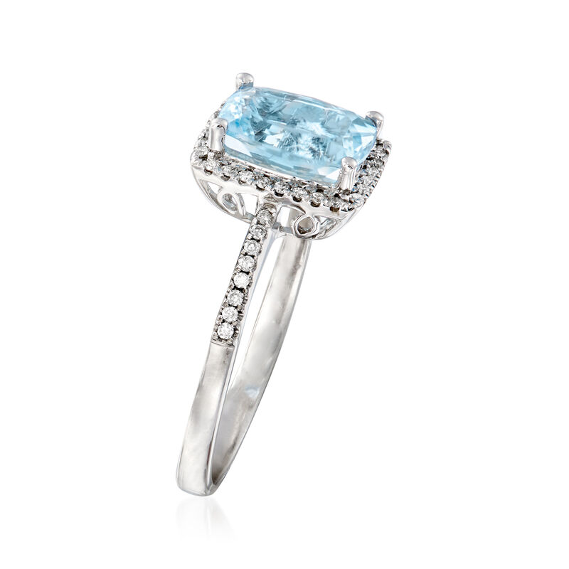 2.00 Carat Aquamarine and .16 ct. t.w. Diamond Ring in 14kt White Gold image number 2