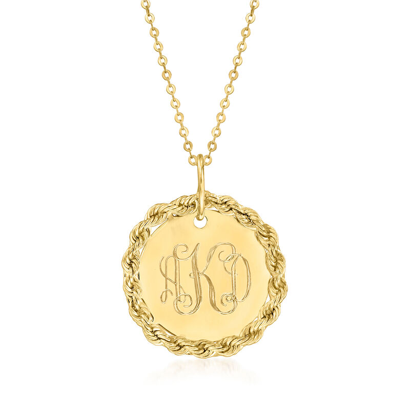 Italian 14kt Yellow Gold Personalized Roped-Circle Necklace image number 0