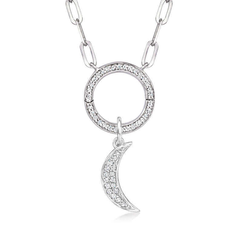 Diamond Moon Charm in Sterling Silver image number 2