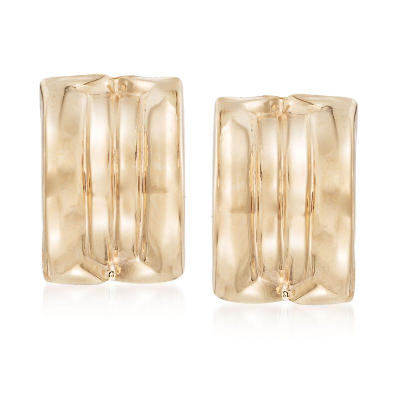 14kt Yellow Gold Curved Clip-On Earrings image number 0
