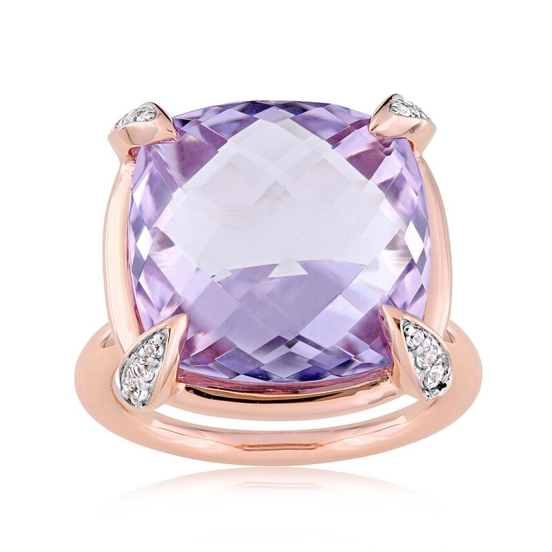 15.00 Carat Amethyst and .13 ct. t.w. White Sapphire Ring in 14kt Rose Gold image number 0
