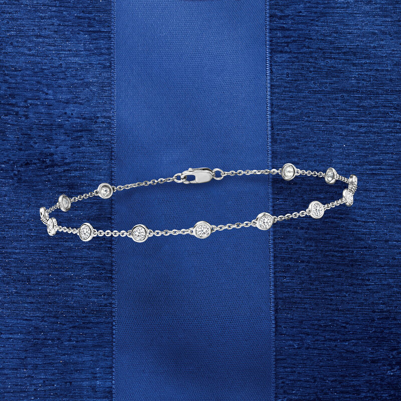 1.00 ct. t.w. Bezel-Set Diamond Station Bracelet in 14kt White Gold image number 3