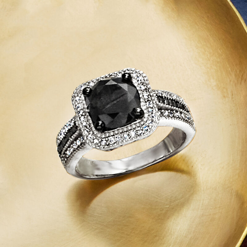3.00 ct. t.w. Black and White Diamond Ring in Sterling Silver image number 2