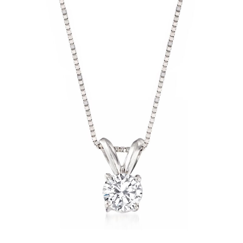 .33 Carat Diamond Solitaire Necklace in 14kt White Gold. 18" image number 0