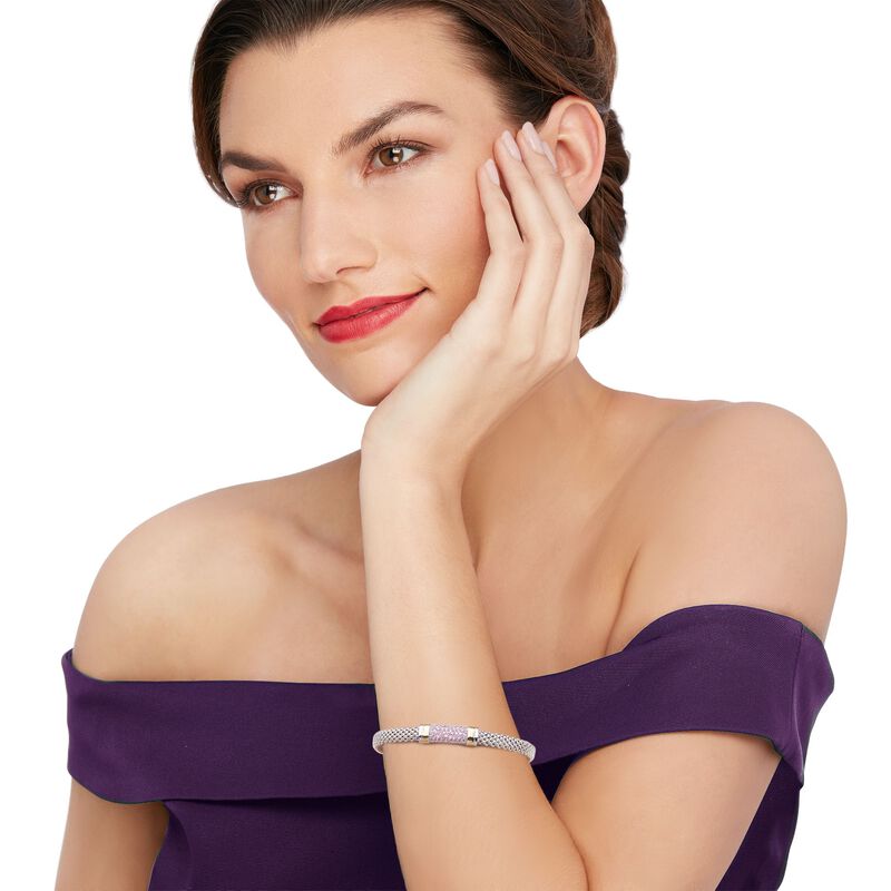 Phillip Gavriel &quot;Popcorn&quot; .84 ct. t.w. Pink Sapphire Cuff Bracelet in Sterling Silver and 18kt Gold. 7.5&quot; image number 1