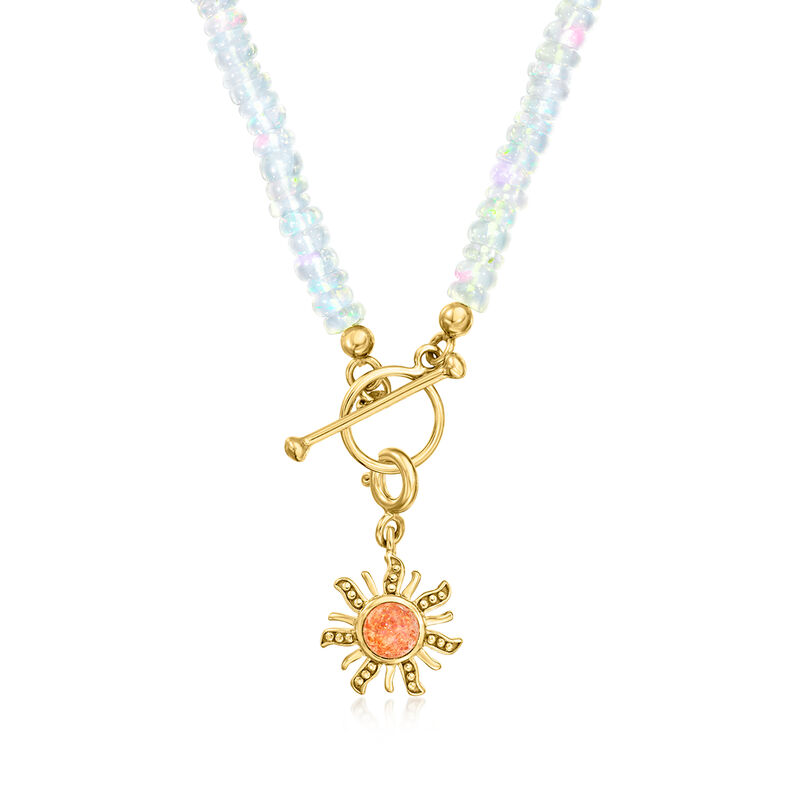 Orange Sunstone Sun Charm in 18kt Gold Over Sterling  image number 1