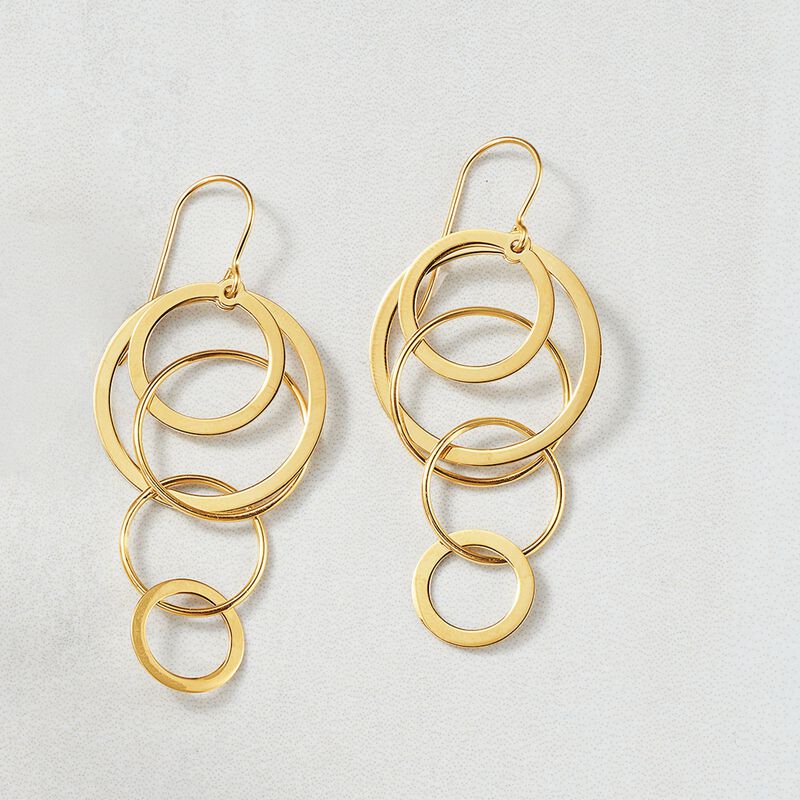 14kt Yellow Gold Multi-Circle Drop Earrings  image number 3
